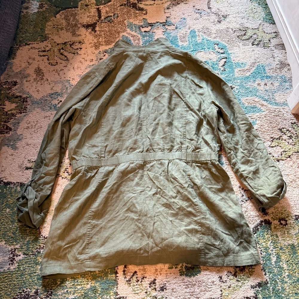 Olive Green Ellen Tracy linen Women's Jacket - Picture 5 of 7